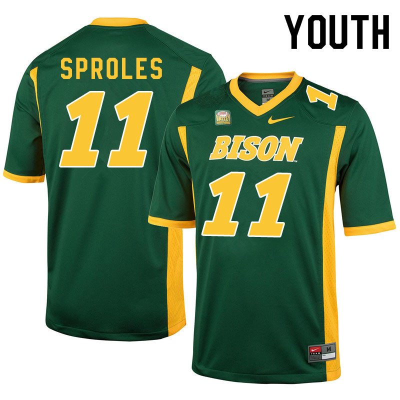 Youth #11 Phoenix Sproles North Dakota State Bison College Football Jerseys Sale-Green